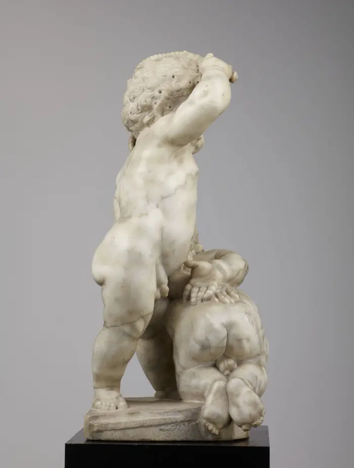 Eine Putte fesselt die Andere.