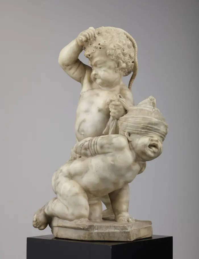 Eine Putte fesselt die andere.